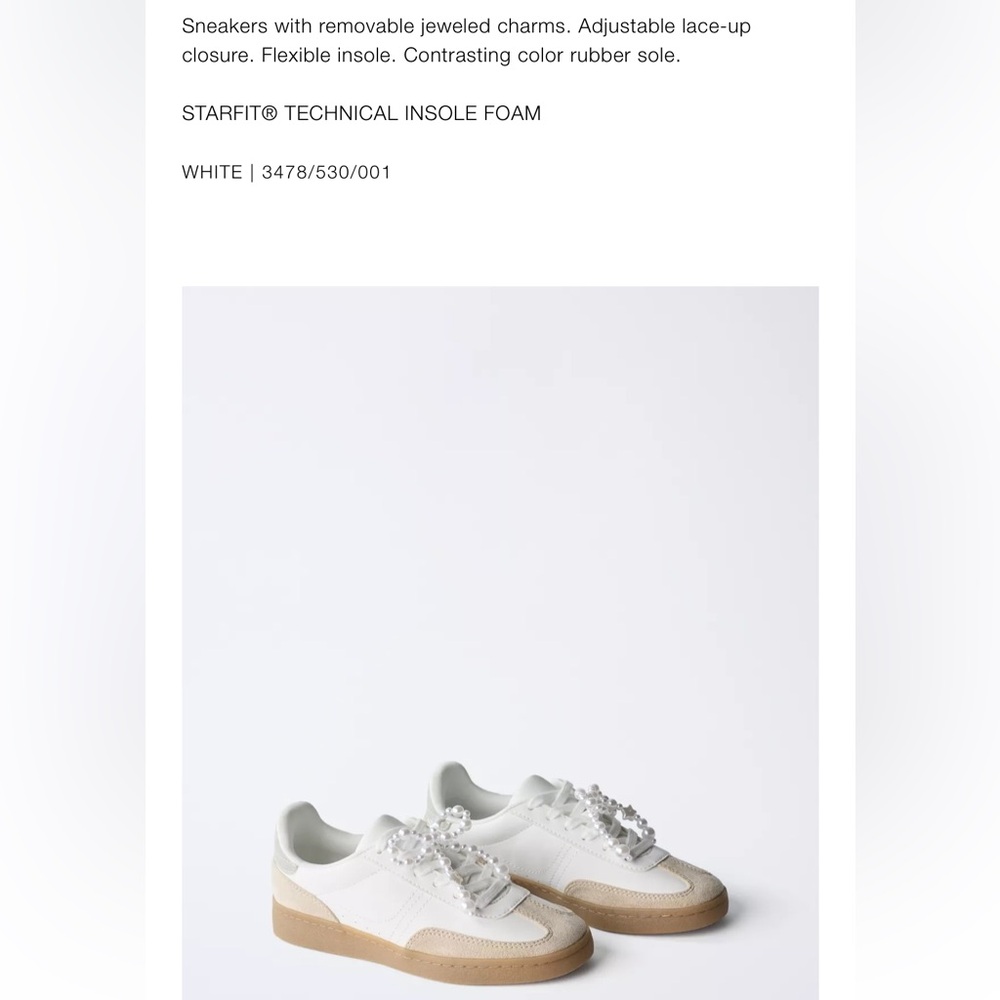 Zara kids NWT sneakers with removeable pearl jewel charm 3478/530 - Picture 7 of 9